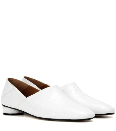 The Row Noelle Alligator Leather Loafers In White