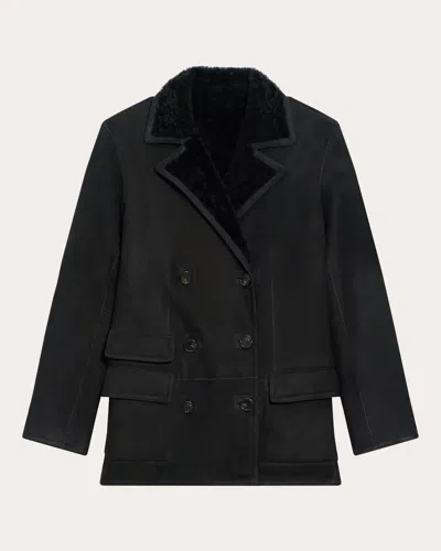Theory Shearling Peacoat Blazer In Black