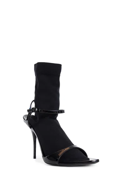 Balenciaga Avenue Sock Black Sandal In Patent Leather And Mesh In Black
