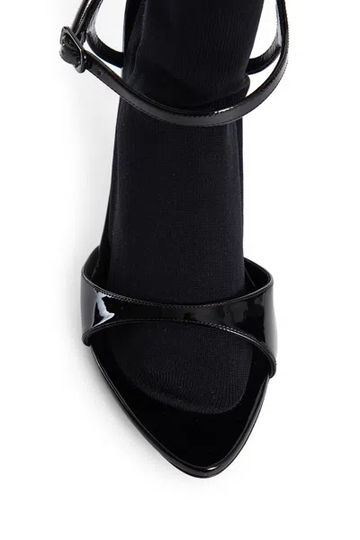 Balenciaga Avenue Sock Black Sandal In Patent Leather And Mesh In Black