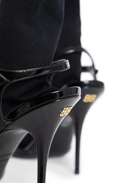 Balenciaga Avenue Sock Black Sandal In Patent Leather And Mesh In Black