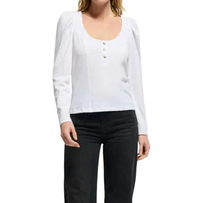 Nation Ltd Sannia Scoop Neck Cotton Henley In White