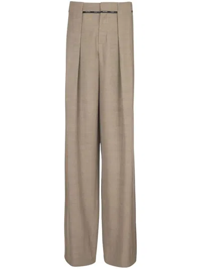 Balmain Men's Taupe Cupro Pleated Pants In Grey