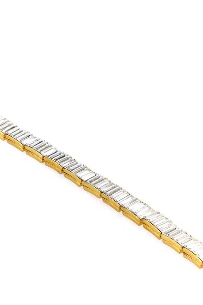 Alessandra Rich Adjustable Chain Link Metal Choker With Two-tone Design In Gold