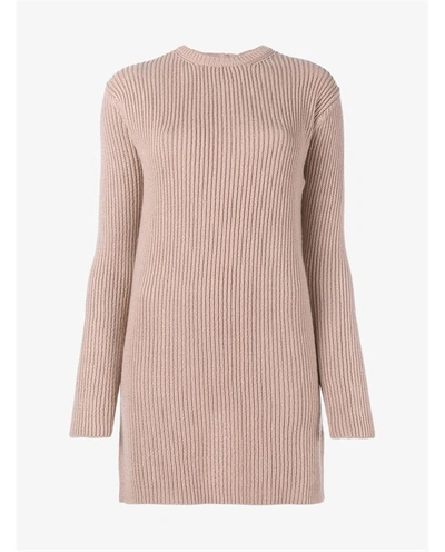 Valentino Bow Tie Open Back Long Cashmere Sweater In Pink