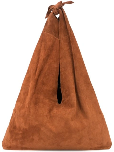 The Row Bindle Knot Suede Hobo Bag, Saddle In Tan