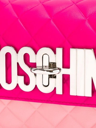 Shop Moschino Logo Plaque Shoulder Bag - Pink