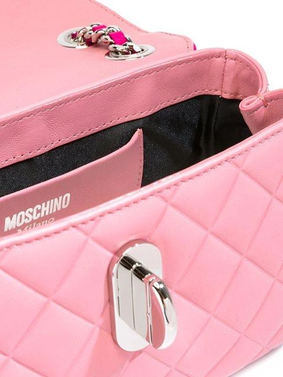 Shop Moschino Logo Plaque Shoulder Bag - Pink