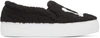 Joshua Sanders Black Suede Ruched Double Slip-on Sneakers