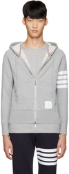Thom Browne Mens Light Grey Striped Brand-patch Cotton-jersey Hoody