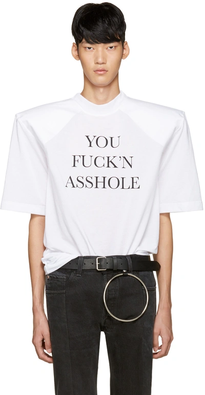 Vetements White 'you Fuck'n Asshole' Football Shoulder T Vetements White 'you Fuck'n Asshole' Football Shoulder T