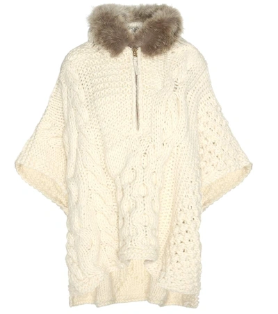 Woolrich Wool And Alpaca-blend Sweater With Fur In White