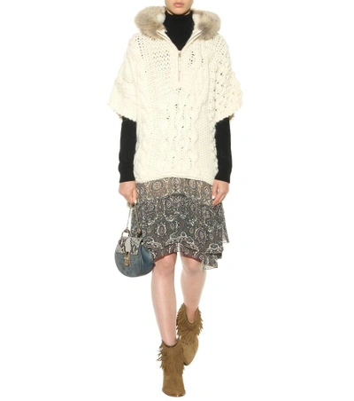 Shop Woolrich Wool And Alpaca-blend Sweater With Fur In White
