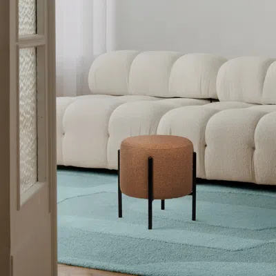 Jonathan Y Silvia 18.5" Modern Minimalist Round Backless Metal/vegan Leather Cushioned Vanity Stool