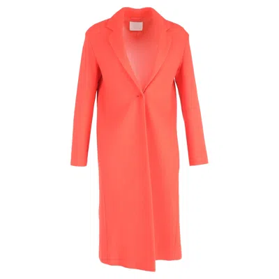 Hugo Boss Single-breasted Coat In Orange Wool In Orange