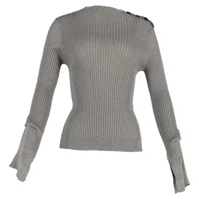 Roland Mouret Ribbed-knit Long Sleeve Top In Grey Polyester In Grey