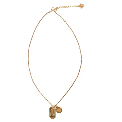 Versace La Greca-tag Pendant Necklace In Gold Metal In Gold