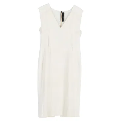Roland Mouret V-neck Mini Sleeveless Dress In White Polyester In White