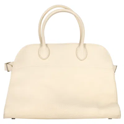 The Row Margaux 15 Buckled Textured Handbag In Cream Leather In White