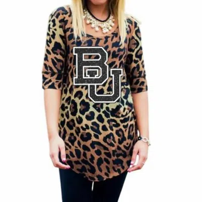 Gameday Couture Baylor University Logo Tunic In Leopard In Brown