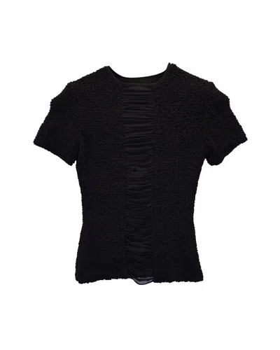 ALEXANDER WANG ALEXANDER WANG SMOCKED CHIFFON TOP IN BLACK POLYESTER 