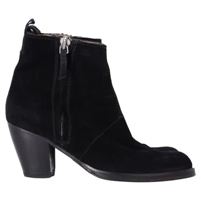 Acne Studios Pistol Heeled Ankle Boots In Black Suede In Black
