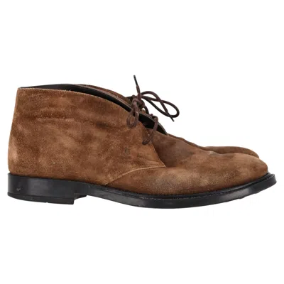 Tod's Polacco Gomma Chukka Ankle Boots In Brown Suede In Brown