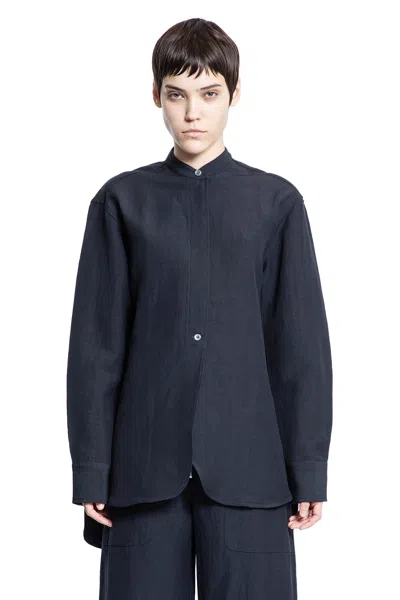 Studio Nicholson Woman Blue Shirts In Blue