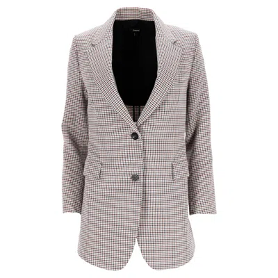 Theory Houndstooth Single-breasted Blazer In Multicolor Wool In Multi