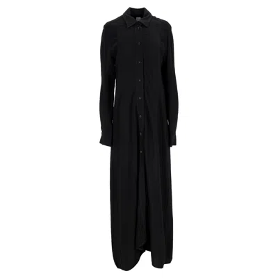 Totême Draped Asymmetric Midi Dress In Black