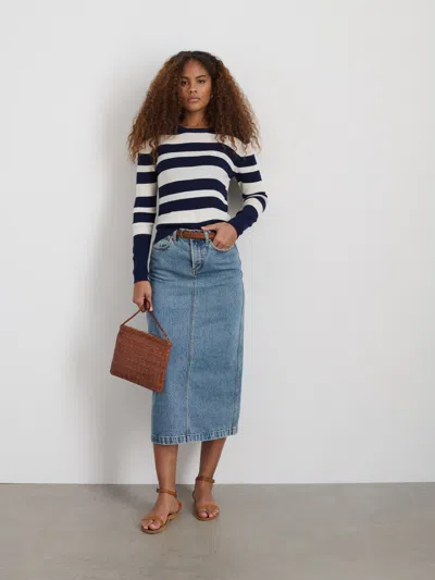Alex Mill Ava Striped Sweater Tee In Navy/white