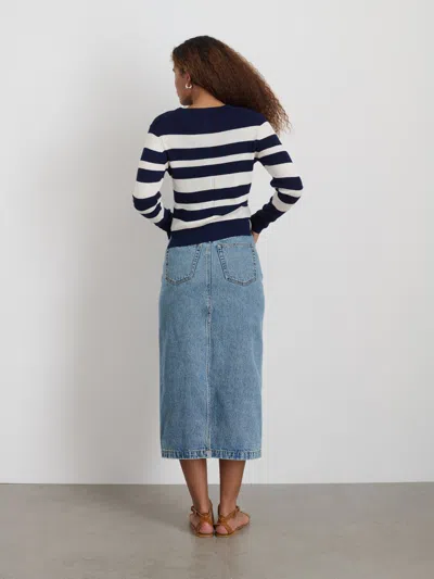 Alex Mill Ava Striped Sweater Tee In Navy/white