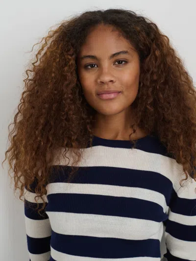Alex Mill Ava Striped Sweater Tee In Navy/white