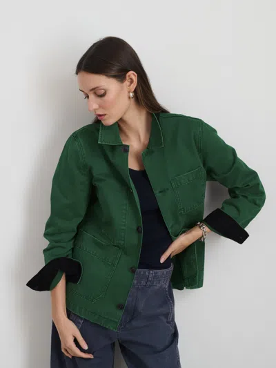 Alex Mill Britt Work Jacket In Herringbone In Emerald