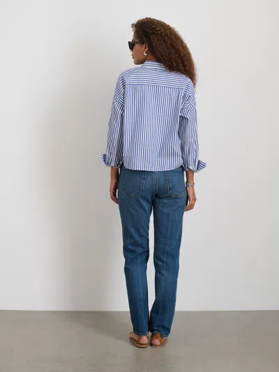 Alex Mill Cropped Striped Jo Shirt In Cotton In White/blue Stripe