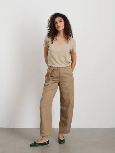 Alex Mill Elliott V Neck Tee In Cotton In Field Khaki