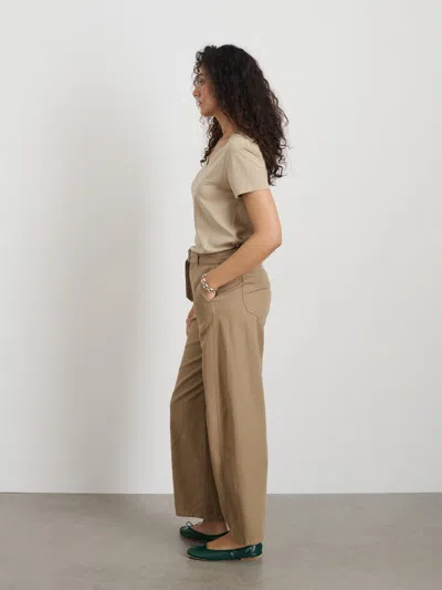 Alex Mill Elliott V Neck Tee In Cotton In Field Khaki