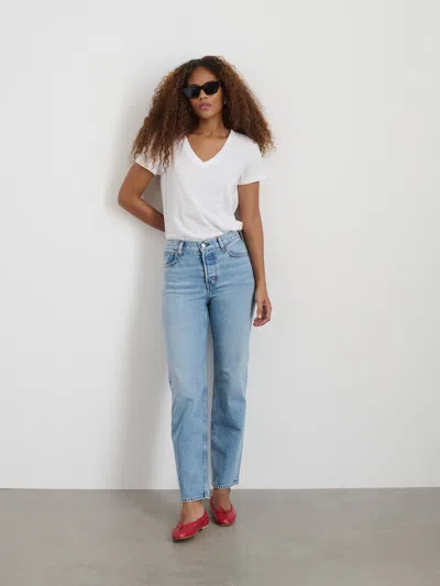 Alex Mill Elliott V Neck Tee In Cotton In White