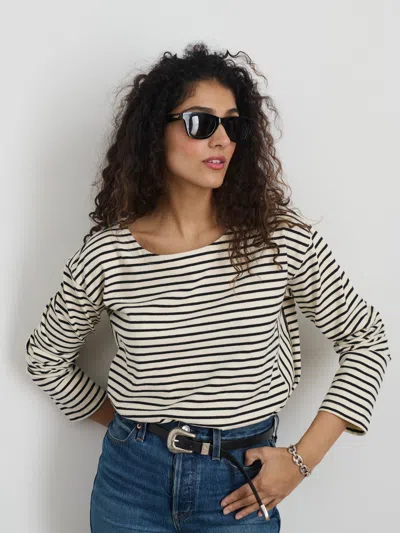 Alex Mill Emily Tee In Dark Navy/natural