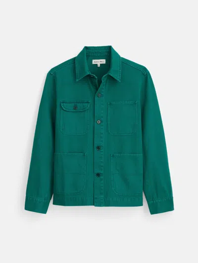 Alex Mill Garment Dyed Work Jacket In Recycled Denim In Jadeite