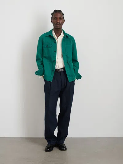 Alex Mill Garment Dyed Work Jacket In Recycled Denim In Jadeite