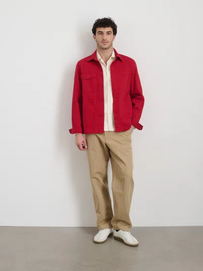 Alex Mill Garment Dyed Work Jacket In Recycled Denim In Red Pepper