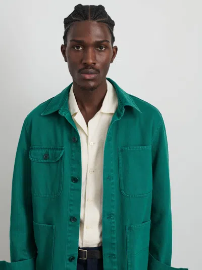Alex Mill Garment Dyed Work Jacket In Recycled Denim In Jadeite