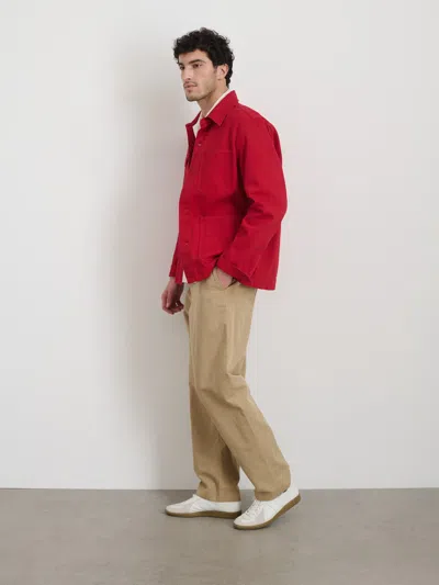 Alex Mill Garment Dyed Work Jacket In Recycled Denim In Red Pepper