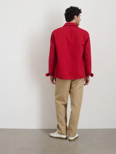 Alex Mill Garment Dyed Work Jacket In Recycled Denim In Red Pepper
