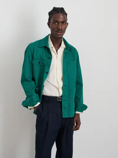 Alex Mill Garment Dyed Work Jacket In Recycled Denim In Jadeite
