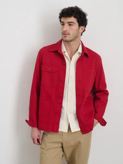 Alex Mill Garment Dyed Work Jacket In Recycled Denim In Red Pepper
