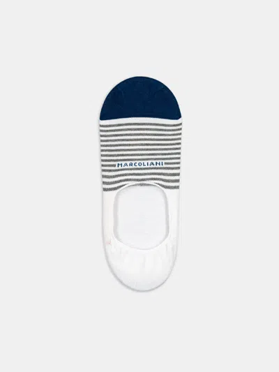 Alex Mill Marcoliani Stripe Invisible Sock In White/grey