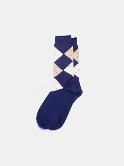 Alex Mill Maria La Rosa Argyle Socks In Navy