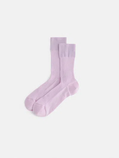 Alex Mill Maria La Rosa Bio Cotton Ribbed Socks In Lilac